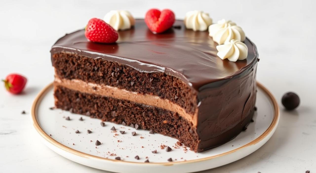 Imagem de um delicioso bolo de chocolate sem açúcar