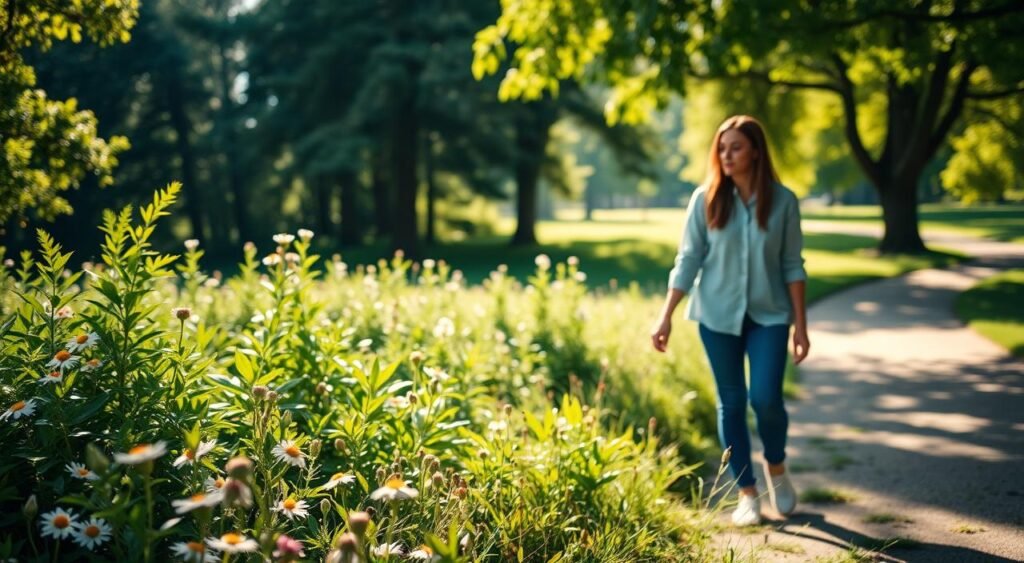 A couple walking hand-in-hand in a tranquil park, sunlight filtering through the leaves and casting a warm, gentle glow. The pair appear thoughtful, their expressions reflecting a sense of rekindled trust and connection. In the foreground, small wildflowers sway softly, hinting at the delicate nature of their relationship. The middle ground is filled with lush, verdant foliage, symbolizing the growth and renewal taking place. In the background, a path winds through the trees, suggesting a journey towards deeper understanding and healing. The overall atmosphere is one of hope, tenderness, and the quiet strength of a bond being mended.